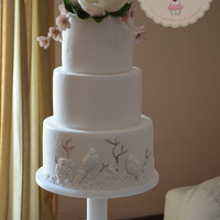 Wedding Cake With Magnolia Flower 