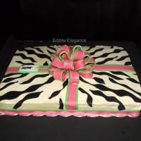 My Customer Requested A 12 Sheet Cake With Zebra Print Pink And Lime Green I Chose To Decorate This As A Gift Package Since There Would B My customer requested a 1/2 sheet cake with zebra print, pink and lime green. I chose to decorate this as a gift package since there would...