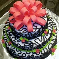 Haley's Bridal Shower Cake Her colors were hot pink, lime green, and black....