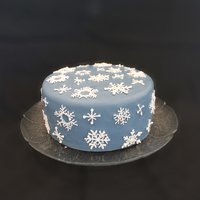 First Fondant Cake For Christmas This is the first time I've covered a cake in fondant. This was also my first time piping.Looks good for my first time in this photo,...