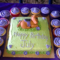 Horse Cake Buttercream frosting and horse was made out of fondant