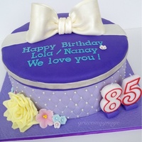 Quilted Lavender Gift Box Cake For A Wonderful Grandma Who Celebrated Her 85Th Birthday Fondant Flowers And Bow quilted lavender gift box cake for a wonderful grandma who celebrated her 85th birthday. Fondant flowers and bow.