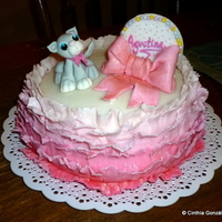 First Attempt At Ombre Ruffles Small birthday cake for a 15 y/o girly girl.