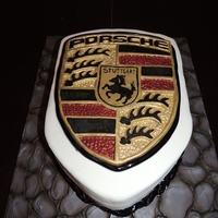 Porsche Father's Day Cake Custom molded Porsche Crest.