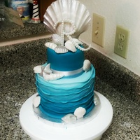 Sea Shell Wedding Cake With Fondant Shells And An Ombre Reverse Ruffle Sea shell wedding cake with fondant shells and an ombre reverse ruffle