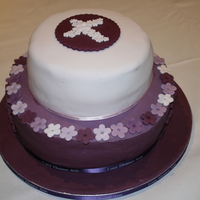 7 Vanilla With Blackberry Jam Buttercream And 10 Chocolate For My Goddaughters Baptism 7" vanilla with blackberry jam buttercream and 10" chocolate for my Goddaughter's baptism.