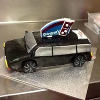 Stationwagon Themed Cake With A Dominos Pizza Logo For A 50 Th Birthday Side on view ,finished!