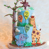 Jungle Babies Cake I made this cake to welcome my beautiful little nephew to the world. I had so much fun making this. Buttercream iced with gumpaste 2D...