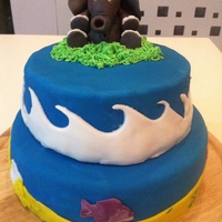 My First Ever Layered Cake And First Time With Fondant Also First Time Makeing A Fondant Figure My first ever layered cake. And first time with fondant. Also first time makeing a fondant figure.