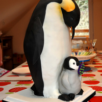 Emperor Penguin 17" Tall Emperor penguin cake, baby penguin too. Birthday cake for my daughter. 17" tall!