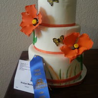 California Poppy Cake My display cake won first place at So. Cali Fair. All fondant and sugarpaste. Sugar poppies. TFL ;)