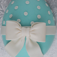 Polka Dot Easter Egg Cake With Bow Polka dot Easter egg cake with bow.