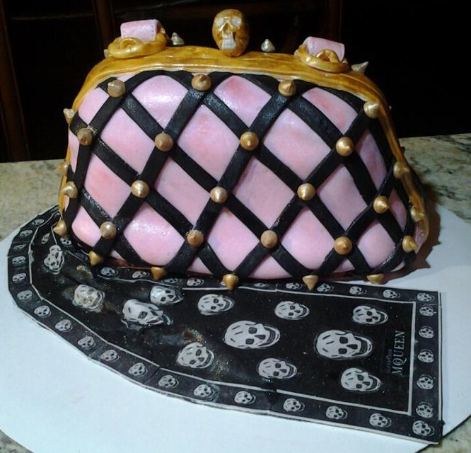 Fathers Day Poker Cake Alexander McQueen Handbag and Scarf Cake