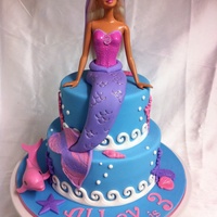 Barbie Mermaid Cake Vanilla Cakes With Bc Filling And Covered In Marshmallow Fondant Request Was For Pink And Purples Barbie mermaid cake. Vanilla cakes with BC filling and covered in marshmallow fondant. Request was for pink and purples