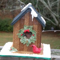 Gingerbread Birdhouse Inspiration Challenge Rustic red cardinal birdhouse.