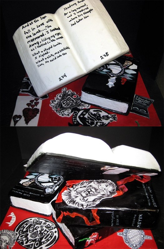 My State Fair Entry For 2009. All the Twilight books, all hand painted details that goes with each book. took a quite a bit of time to do. Won 2nd place. Learned alot...