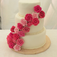 My First Attempt At A Round Stacked Cake With Fondant Most Of The Sugar Flowers Were Purchased I Made 5 Of Them I Know Its Not Much B My first attempt at a round stacked cake with fondant. Most of the sugar flowers were purchased, I made 5 of them. I know it's not...