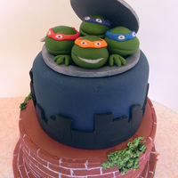 Tnmt The brick is pressed with an impression plate. The fondant was really dry though so I had to roll the mat into the fondant and then apply...