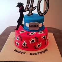 My First Two Tiered Cake The Request Was For A Western Themed 40Th Birthday I Had Free Rein On The Design The Recipient Loved It Her Wo My first two tiered cake. The request was for a Western themed 40th birthday. I had free rein on the design. The recipient loved it!! Her...