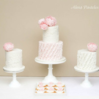 Wedding Cake Trio Blush pink and white wedding cake Trio