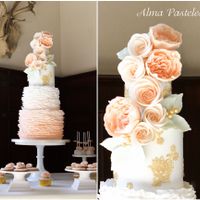 Peach & Ruffles Wedding Cake 