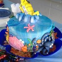 Magic Schoolbus/sub This was for my 4 year old son's bday. The magic school bus is diving into the ocean and below is a coral reef. This was a lot of fun...