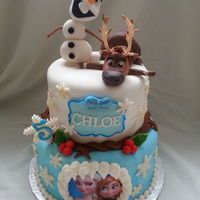 Frozen Themed Birthday Cake With Handmade Olaf And Sven Frozen themed birthday cake with handmade Olaf and Sven