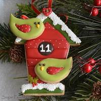 A Tweet Holiday! Holiday birds and birdhouse cookie