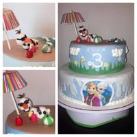 Frozen Cake With Top Tier Olaf In Summer Frozen cake with top tier Olaf in summer