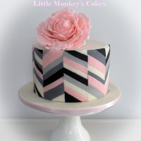Chevron Cake With My First Attempt At A Sugar Peony Chevron cake with my first attempt at a sugar peony