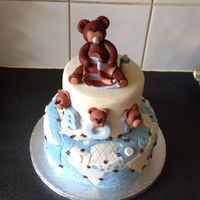 Patchwork Teddy Baby Shower Cake Patchwork teddy baby shower cake