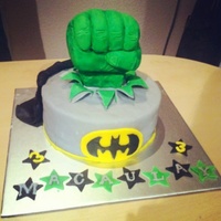 Batman And Incredible Hulk Smash Cake Batman and Incredible Hulk smash cake
