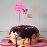 Doughnut Cake doughnut cake with buttercream filling and chocolate glaze