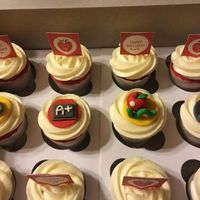 Teacher Principal Birthday Cupcakes Teacher Principal themed birthday cupcakes. Red velvet cupcakes covered in cream cheese frosting with fondant accents.