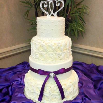 681012 Buttercream Cake With Real Ribbon And Brooch