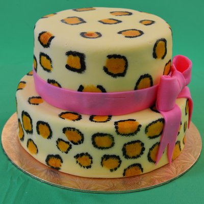 8 And 6 Marbled Mud Cake With Leopard Print