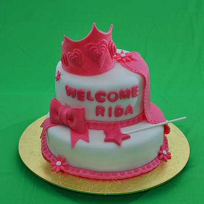 Chocolate Sponge And Vanilla Sponge Cake With Crown Bow Wand And Blanket