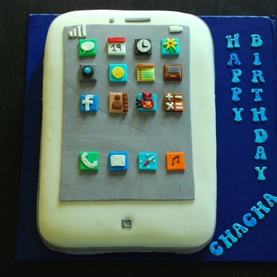 White Iphone Cake Chocolate Cake With Buttercream Filling And Fondant Icons
