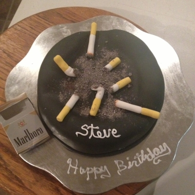 Ashtray Orange Cake Covered In Fondant Cigarettes Are Made Out Of Fondant And The Ash Is Made Of Crush Oreo And Powder Sugar Thanks To A