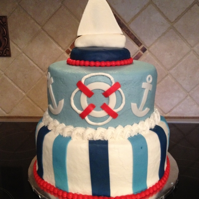 Sailboat Baby Shower Cake