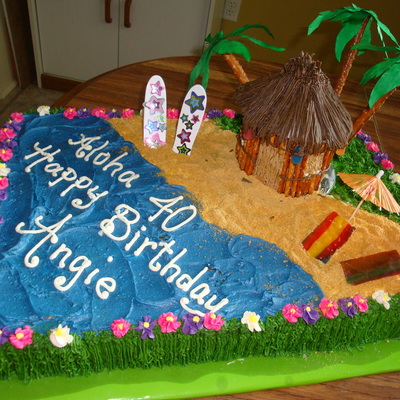 40Th Birthday Luau Cake