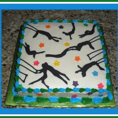 Trapeze 8 Square Frosted In Buttercream With Fondant Cut Outs And Stars Made For A Teenage Boy Who Was Caked For His Kindness Through Ca