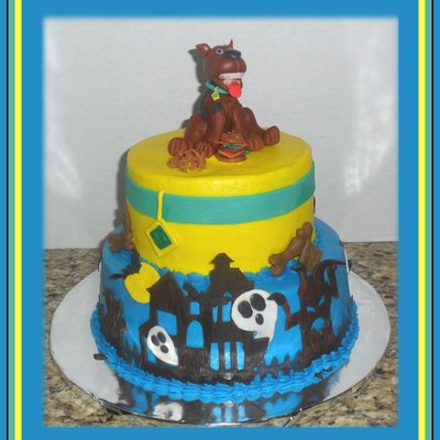 Scooby Doo Themed Cake Made For 8 Yr Old Girl For Icing Smiles 6 Amp 8 Rounds Frosted In Buttercream With Fondant Character And Detail