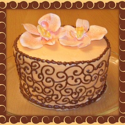 Peach And Brown Scrolls