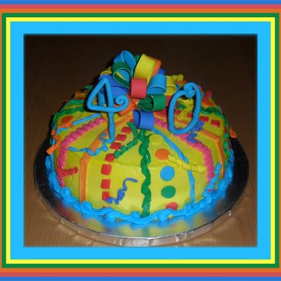 9 Round Frosted In Buttercream With Fondant Bow Curly Ribbon And Numbers