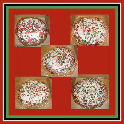 Cookie Pizzas Chocolate Chip Sugar And Peanut Butter Cookies Strawberry Jelly Sauce Fruit Roll Up Pepperoni Milk Duds Sausage Slic