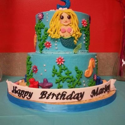 Cake For My Brother In Laws Girlfriend Little Girl Buttercream With Fondant Accents This Is The Smoothest My Buttercream Has Ever Been Tha...