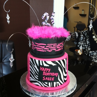 Zebra Stripe 21St Birthday Cake