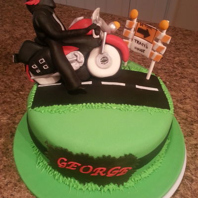 Gumpaste Figure Road Sign Motorcycle