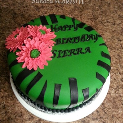 Chocolate Cake With Gumpaste Gerbera Daisies Zebra Pattern